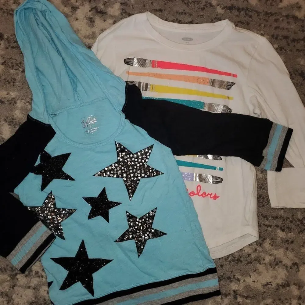 Girls Set of 4 Longsleeved Tops || Med 7/8